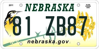 NE license plate 81ZB87