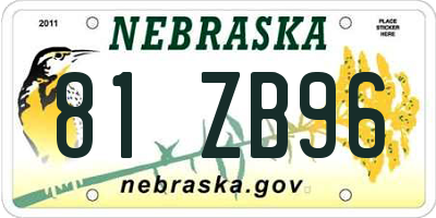 NE license plate 81ZB96