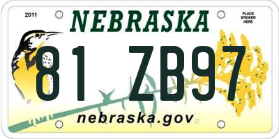 NE license plate 81ZB97
