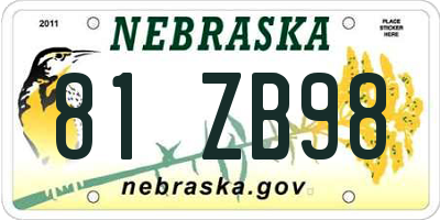 NE license plate 81ZB98