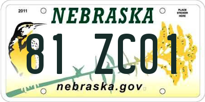 NE license plate 81ZC01