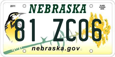 NE license plate 81ZC06