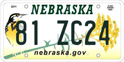 NE license plate 81ZC24