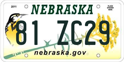 NE license plate 81ZC29