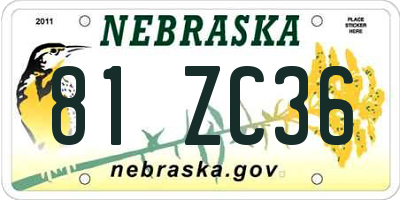 NE license plate 81ZC36