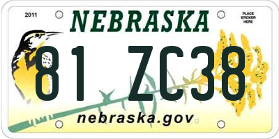 NE license plate 81ZC38
