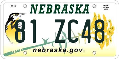 NE license plate 81ZC48