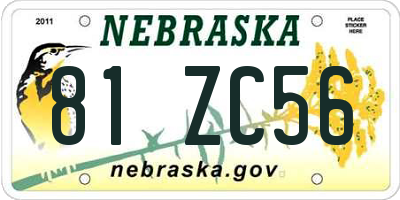 NE license plate 81ZC56