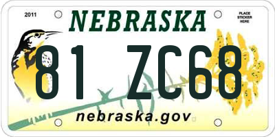 NE license plate 81ZC68