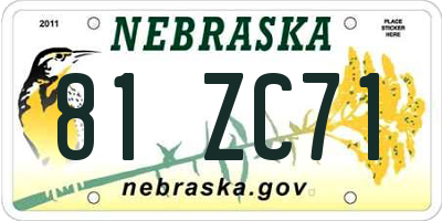 NE license plate 81ZC71