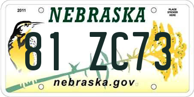 NE license plate 81ZC73