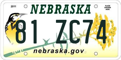 NE license plate 81ZC74