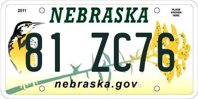 NE license plate 81ZC76
