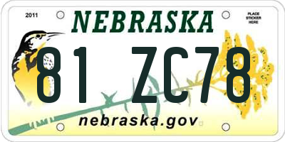 NE license plate 81ZC78