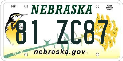 NE license plate 81ZC87