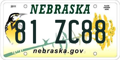 NE license plate 81ZC88