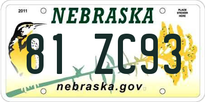 NE license plate 81ZC93