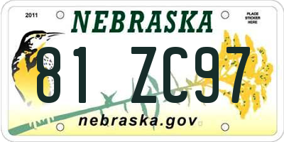 NE license plate 81ZC97
