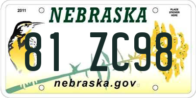 NE license plate 81ZC98