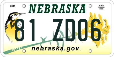 NE license plate 81ZD06