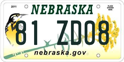 NE license plate 81ZD08