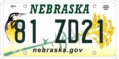 NE license plate 81ZD21