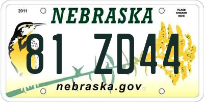 NE license plate 81ZD44