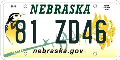 NE license plate 81ZD46
