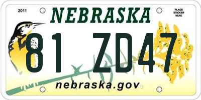 NE license plate 81ZD47