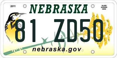 NE license plate 81ZD50