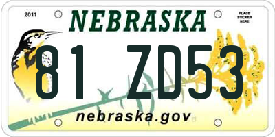 NE license plate 81ZD53