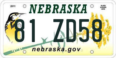NE license plate 81ZD58