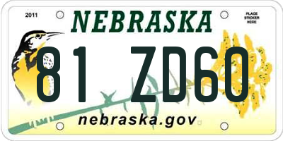 NE license plate 81ZD60