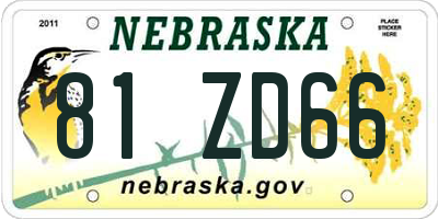 NE license plate 81ZD66