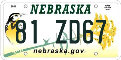 NE license plate 81ZD67