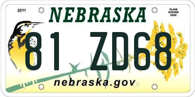 NE license plate 81ZD68