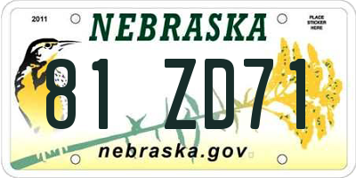 NE license plate 81ZD71