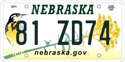 NE license plate 81ZD74