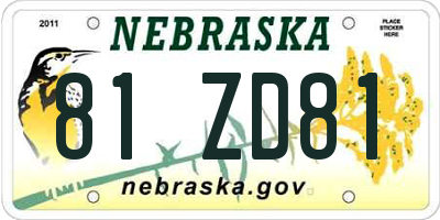 NE license plate 81ZD81