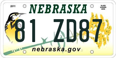 NE license plate 81ZD87