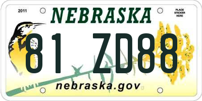 NE license plate 81ZD88