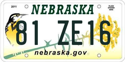 NE license plate 81ZE16