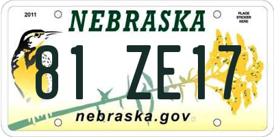 NE license plate 81ZE17