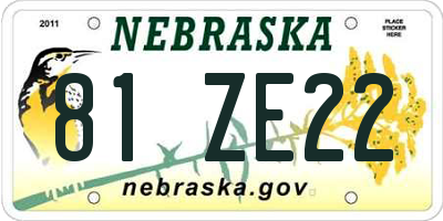 NE license plate 81ZE22