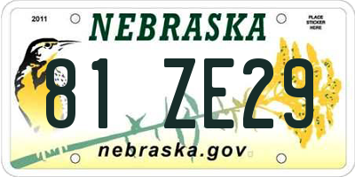 NE license plate 81ZE29
