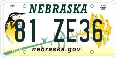 NE license plate 81ZE36