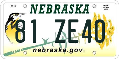 NE license plate 81ZE40