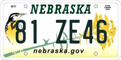 NE license plate 81ZE46