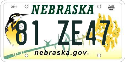 NE license plate 81ZE47