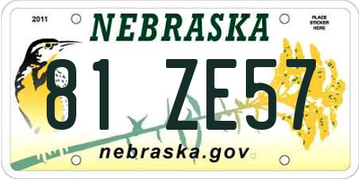 NE license plate 81ZE57